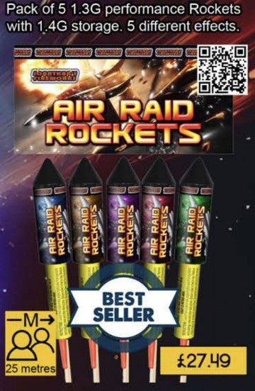 Air Raid Rockets 5 Pack – The Kent Firework Shop