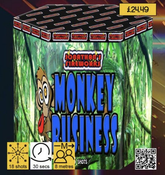 Monkey business 18 shot firework packaging
